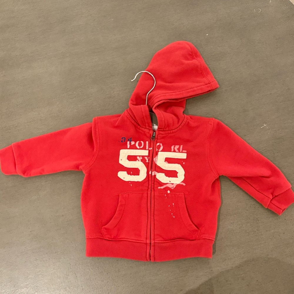 Ralph Lauren 18 months red hoodie baby boy girl cotton hoodie zip sweatshirt